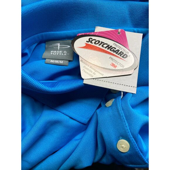 Brand New Page and Tuttle Men's Medium Blue Short Sleeve Polo Shirt Scotchguard - Picture 3 of 5